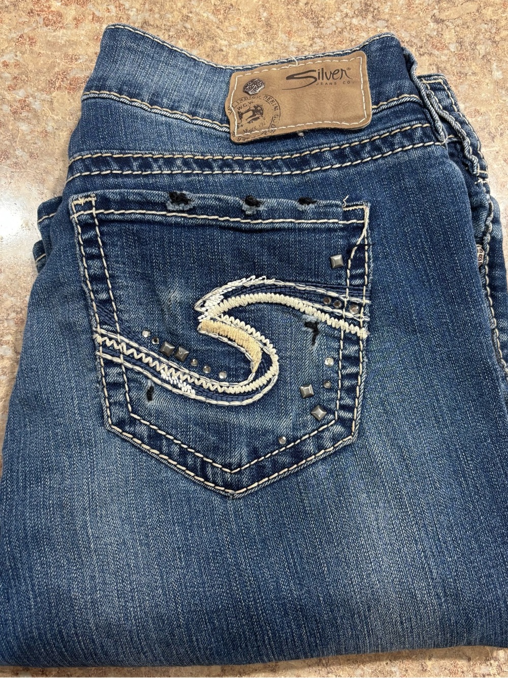 Silver Jeans Women's Blue Embellished Boot Cut Jeans